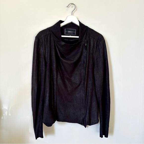 BNCI By Blanc Noir Soft Faux Suede Black Drape Jacket Size XL - Picture 2 of 7